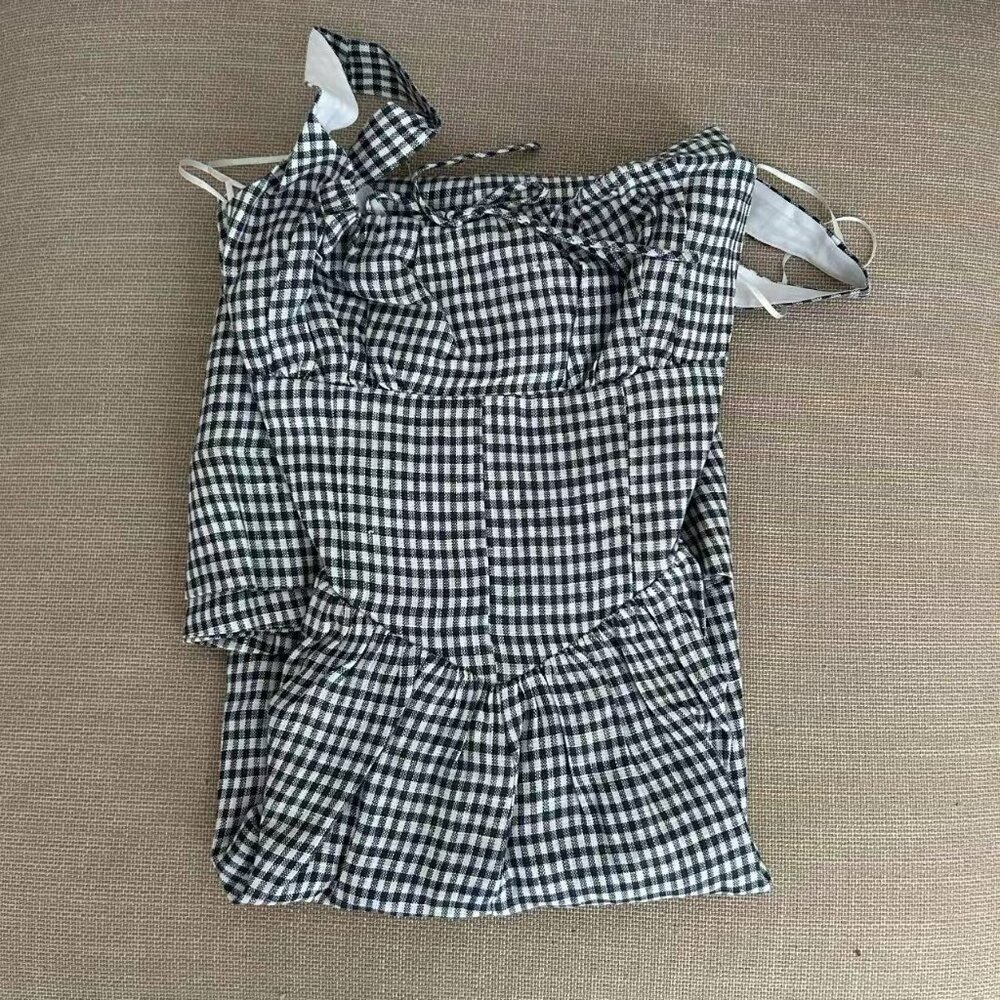 BEST Reformation Balia Linen Midi Dress Sz0 Slate Check Linen Vacation Party - Picture 5 of 13